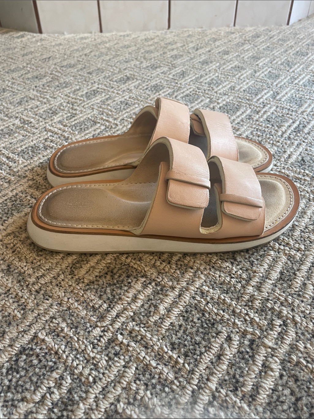 Rag & Bone Pale Pink Double-Strap Slide Sandals